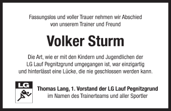 Traueranzeige von Volker Sturm von Pegnitz-Zeitung